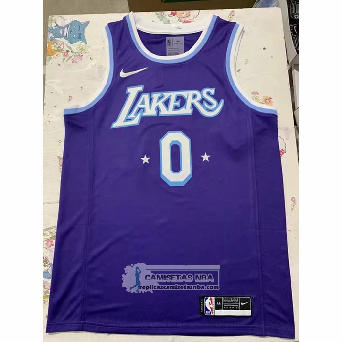 Camiseta Los Angeles Lakers Russell Westbrook NO 0 Ciudad 2021-22 Violeta